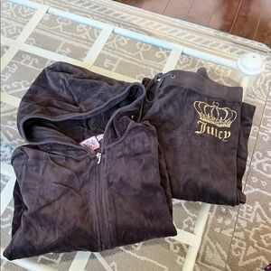 Juicy Couture Chocolate Velour Set with Gold Crown